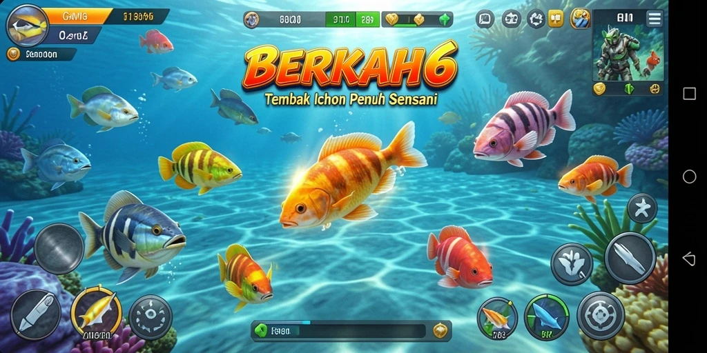 Tampilan gameplay seru dalam Tembak Ikan.