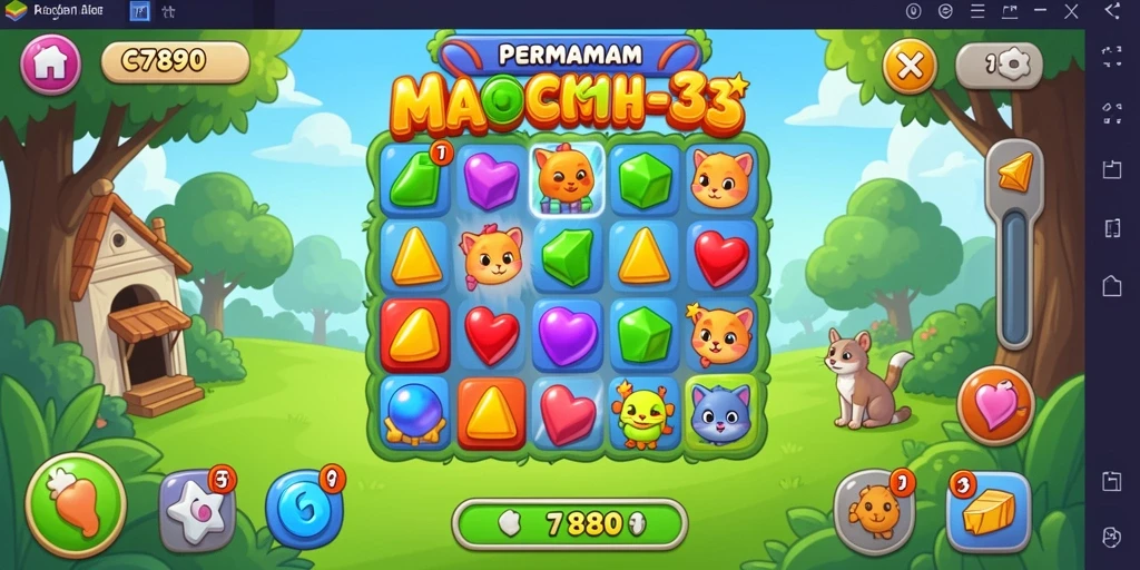 Gameplay C7890 yang menantang dengan permata warna-warni.
