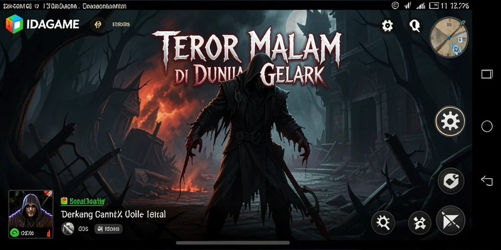 Tangkapan layar utama IDAGAME dengan suasana mencekam dan gameplay yang menakutkan.