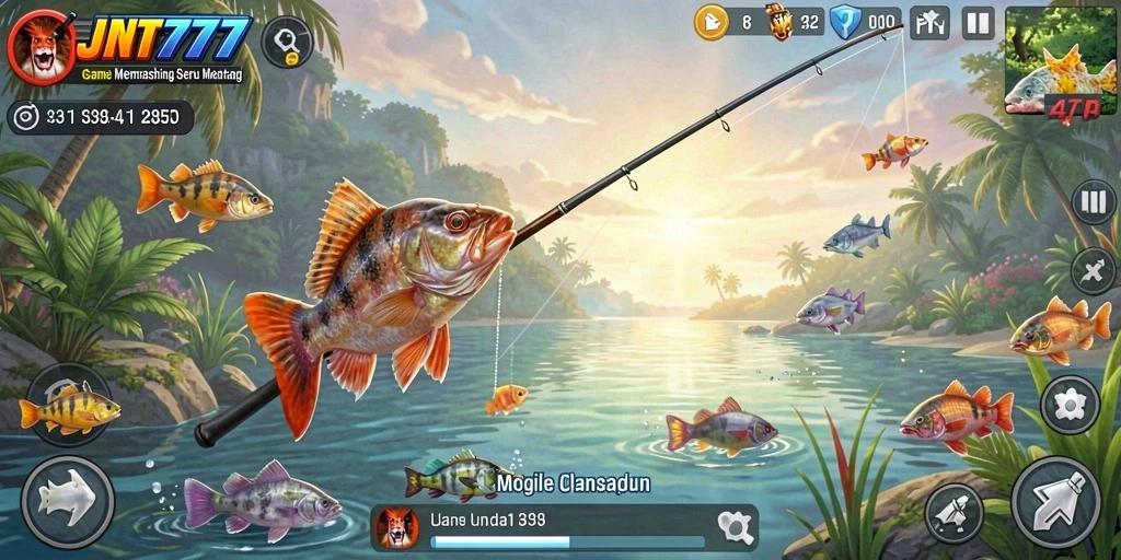 Screenshot utama JNT777 menampilkan aksi memancing yang mendebarkan.
