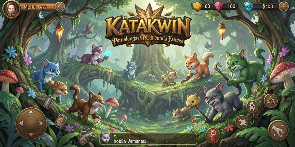 Tampilan gameplay seru KATAKWIN dalam petualangan RPG.