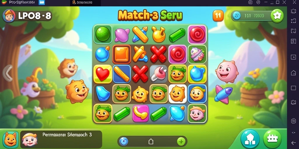 Gameplay seru dengan elemen Match-3 berwarna-warni.