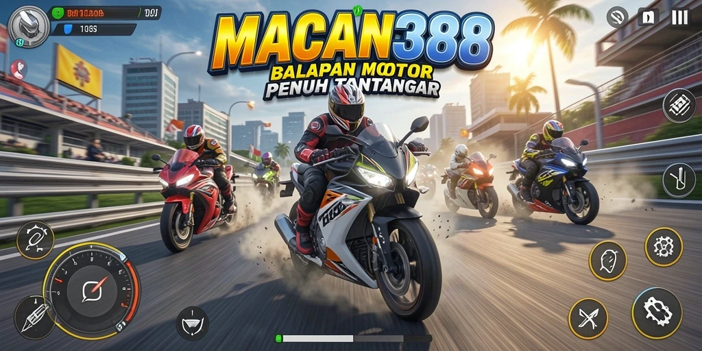 Gameplay seru dengan balapan motor yang mendebarkan.