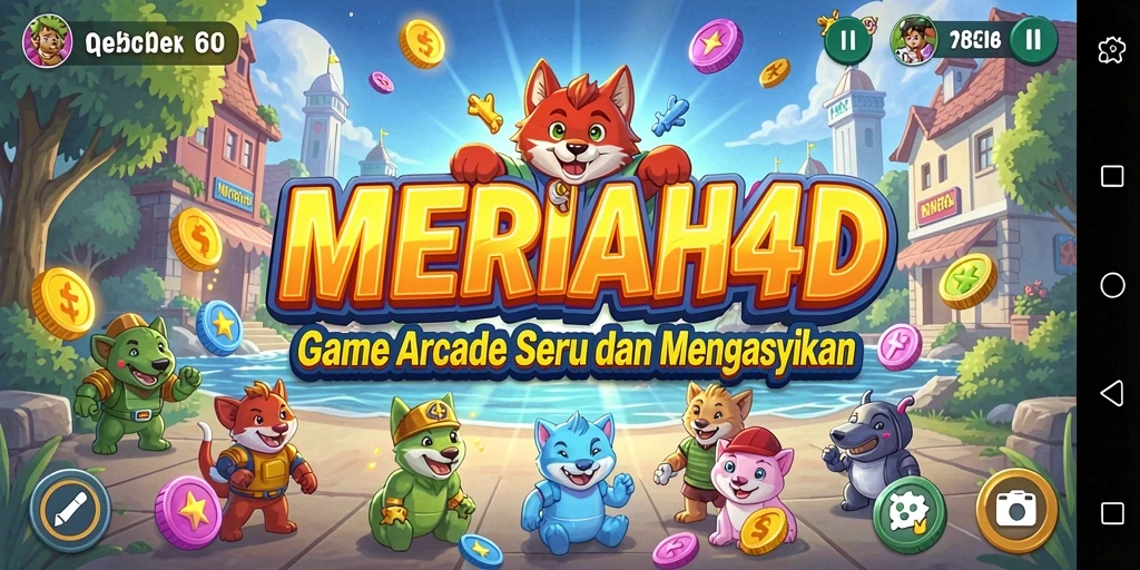 Tampilan gameplay menarik dalam MERIAH4D dengan berbagai karakter dan level.