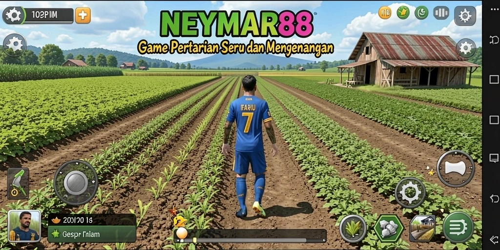 Screenshot utama NEYMAR88 menampilkan gameplay pertanian yang menarik.