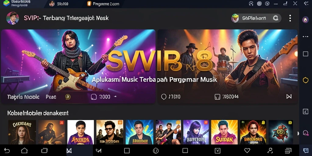 Tampilan gameplay SVIP8 dengan fitur lirik dan playlist.