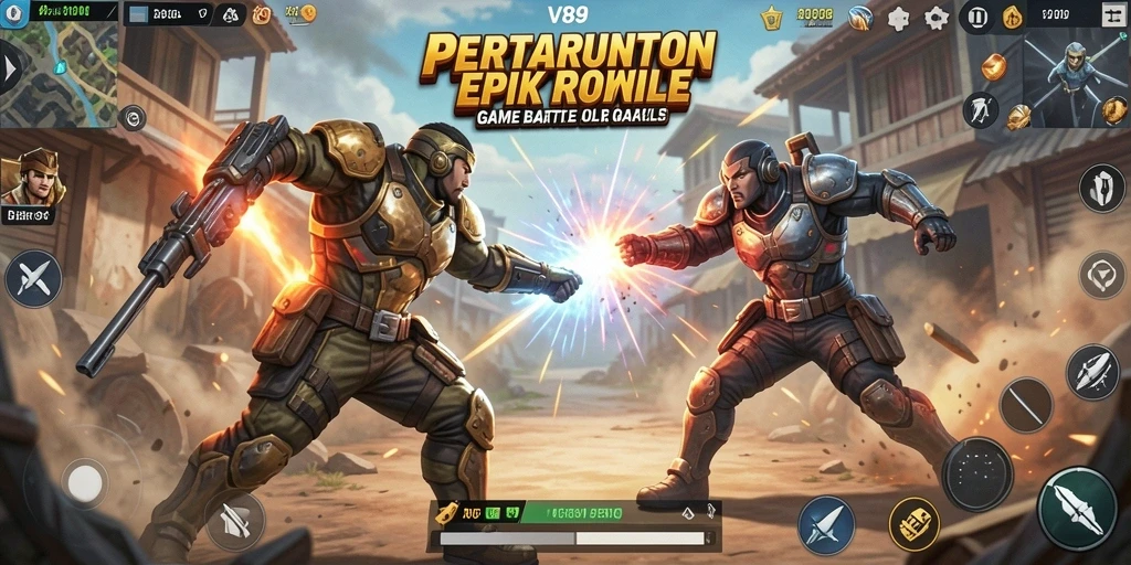 Tampilan gameplay V89 yang penuh aksi dan strategi di medan pertempuran.