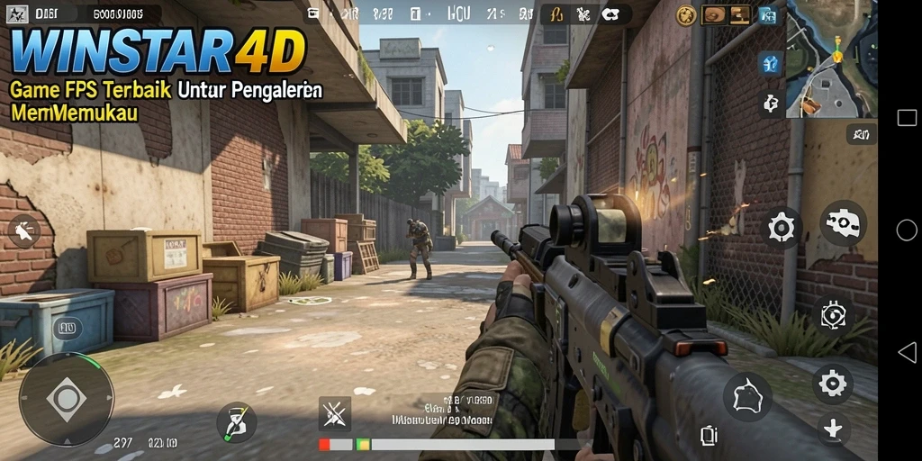 Tangkapan layar dari gameplay <strong>WINSTAR4D</strong> memperlihatkan aksi tembak-menembak yang intens.