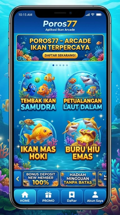 Screenshot tampilan utama aplikasi poros77 yang menarik.